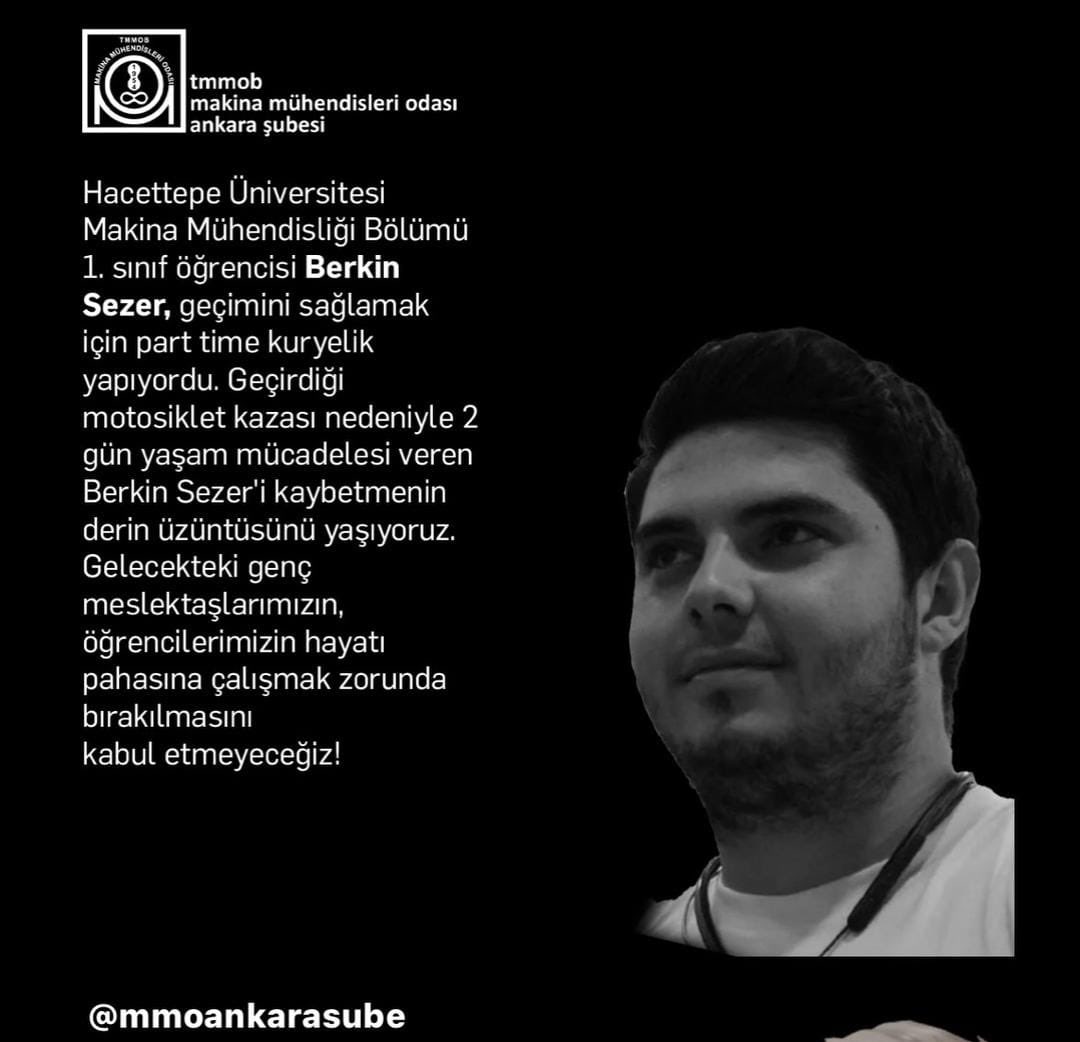 Hacettepe Üniversitesi makina bölümü 1. Sınıf öğrencisi Berkin Sezer okuyabilmek için kurye olarak çalışmak zorundaydı. Üniversite sınavında ilk 17 bin arasına girmişti. Trafik kazası geçirmiş ve hayatını yitirmiş. Öte yandan Fatih Altaylı: “Çin dünyanın en uzun otoyolu…