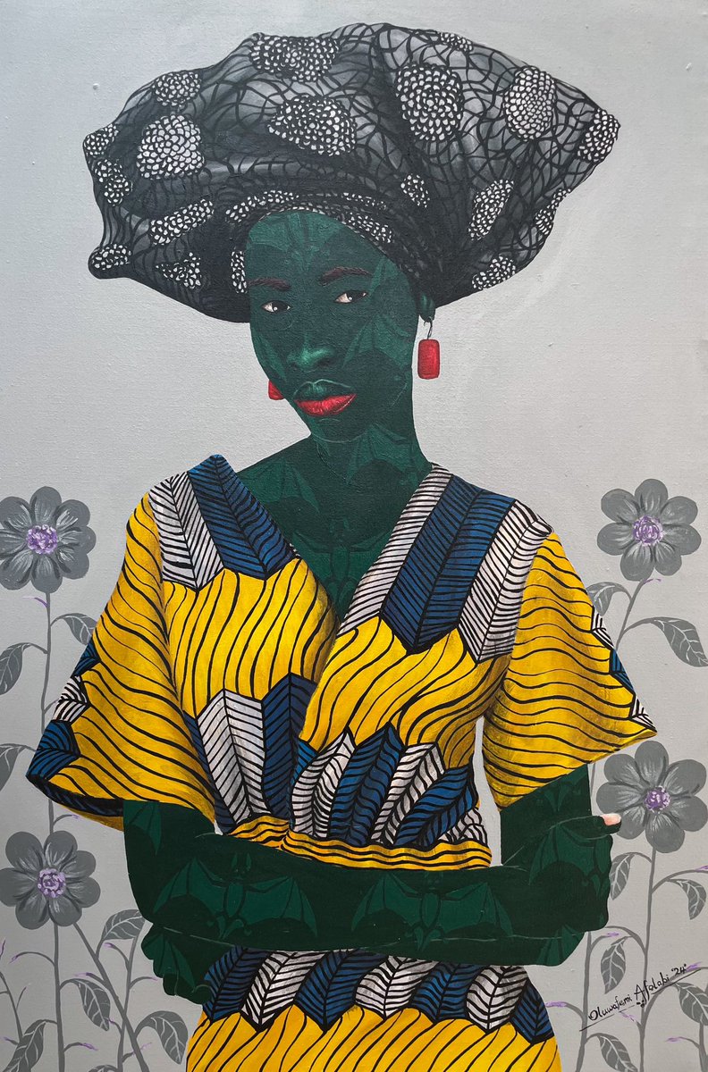 Fortitude 
Acrylic on Canvas 
36/48
2024

#bat #contemporaryafricanart #greenart #flowers #ankara #gele #yellow #painting🎨 #acrylic #canvas #availableart 
#figurativepainting #acrylicart #batart #blackartcollector #artistoninstagram #artcollector #artcollections