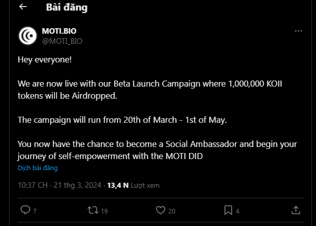 FergusonMa11255's tweet photo. Koii Network Dự án Social rất tiềm năng. 

- Truy cập Link >> https://t.co/E61aPbykPP

- Tạo Bio với link profile twitter

- Sau khi có link Bio, mọi người nhập link đó vào phần website trên profile Twitter

- Đăng 1 tweet bất kỳ với hashtag #KoiiNetwork

- Done. https://t.co/e20KgHOUYu