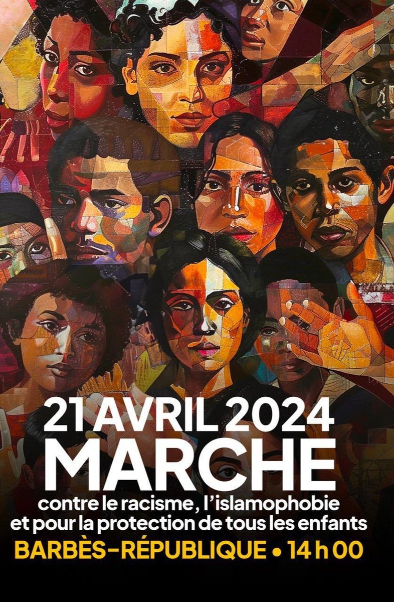 A suivre et à partager massivement, le compte twitter de la mobilisation du 21 Avril 2024 contre les racismes, l'islamophobie et pour la protection de nos enfants. @Marche_21Avril