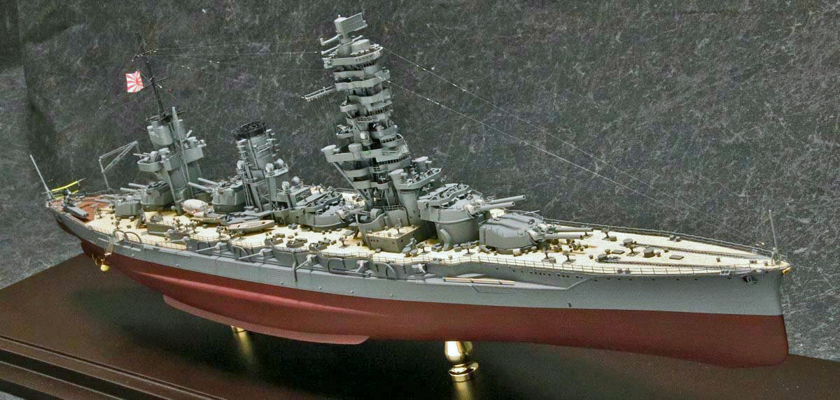 #ハイギヤード作品紹介 324
製作者：渡辺真郎（当工房代表）
＞＞＞1/350戦艦「扶桑」
艦船模型製作代行にて製作。フジミのキット＆ディテールアップパーツの組み合わせで、機銃にはナノ・ドレッドシリーズのパーツを使用しました。細身の艦橋構造は内部構造もきっちり再現され、魅力たっぷりです🙂