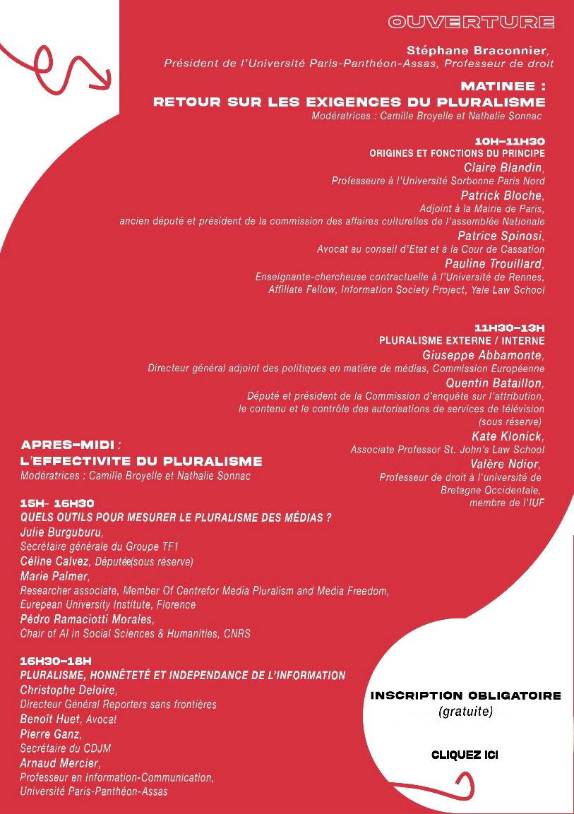 Jeudi 4 avril 2024, 10h-18h PLURALISME DES MEDIAS, PLURALISME DANS LES MEDIAS Université Paris-Panthéon-Assas inscriptions➡️docs.google.com/forms/d/e/1FAI… Programme ⬇️ @nsonnac @AssasUniversite