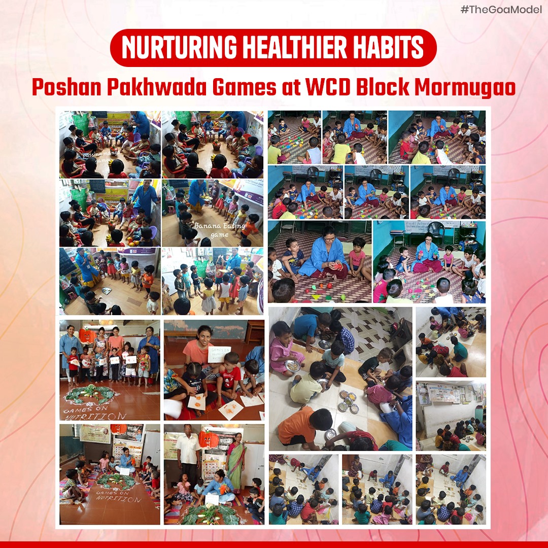 Empowering children with nutrition knowledge! Fun games organized during Poshan Pakhwada at WCD Block Mormugao teach healthy eating habits and the importance of nutrition. #PoshanPakhwada #HealthyKids #TheGoaModel
#EmpoweringChildren #HealthyEating #HealthyHabits