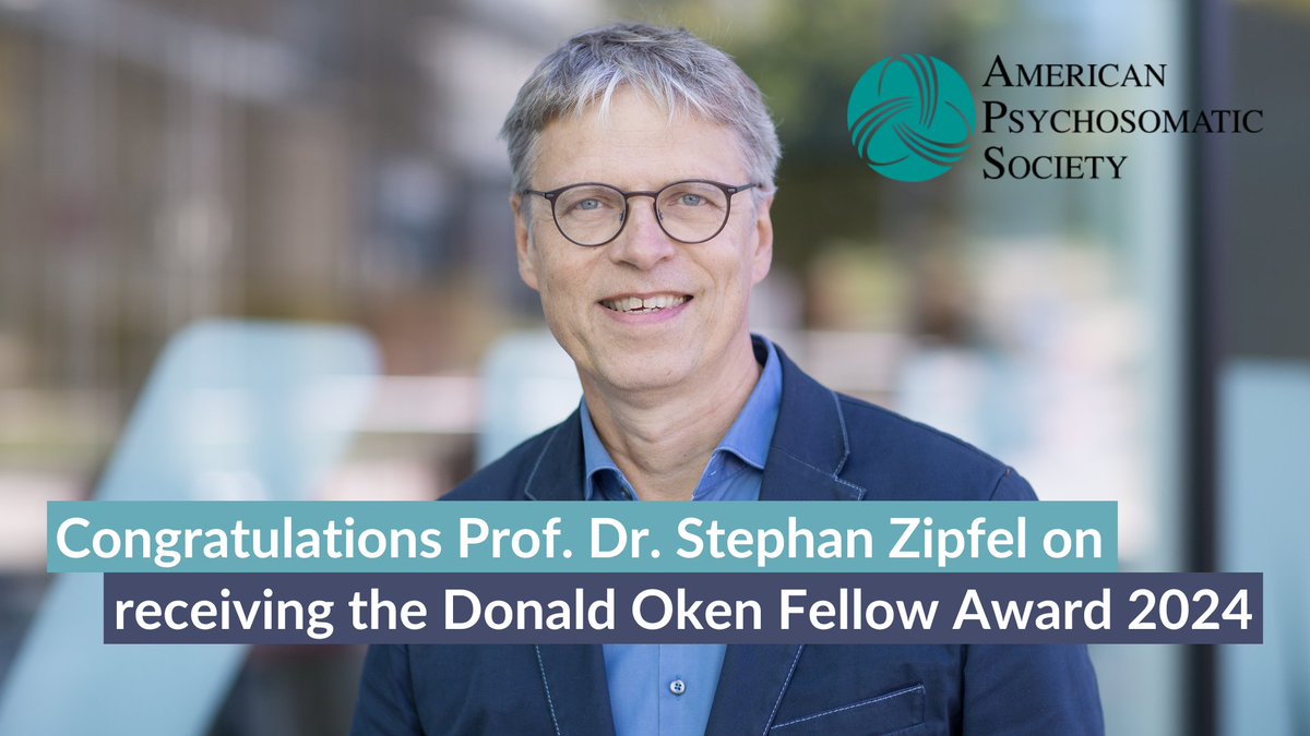 #Congratulations to our Vice Dean @stephanzipfel on being the first German to receive the Donald Oken Fellow #Award 2024 from the American Psychosomatic Society @connectAPS! The award was presented to him by APS President Pete Gianaros at the annual conference in Brighton, UK.