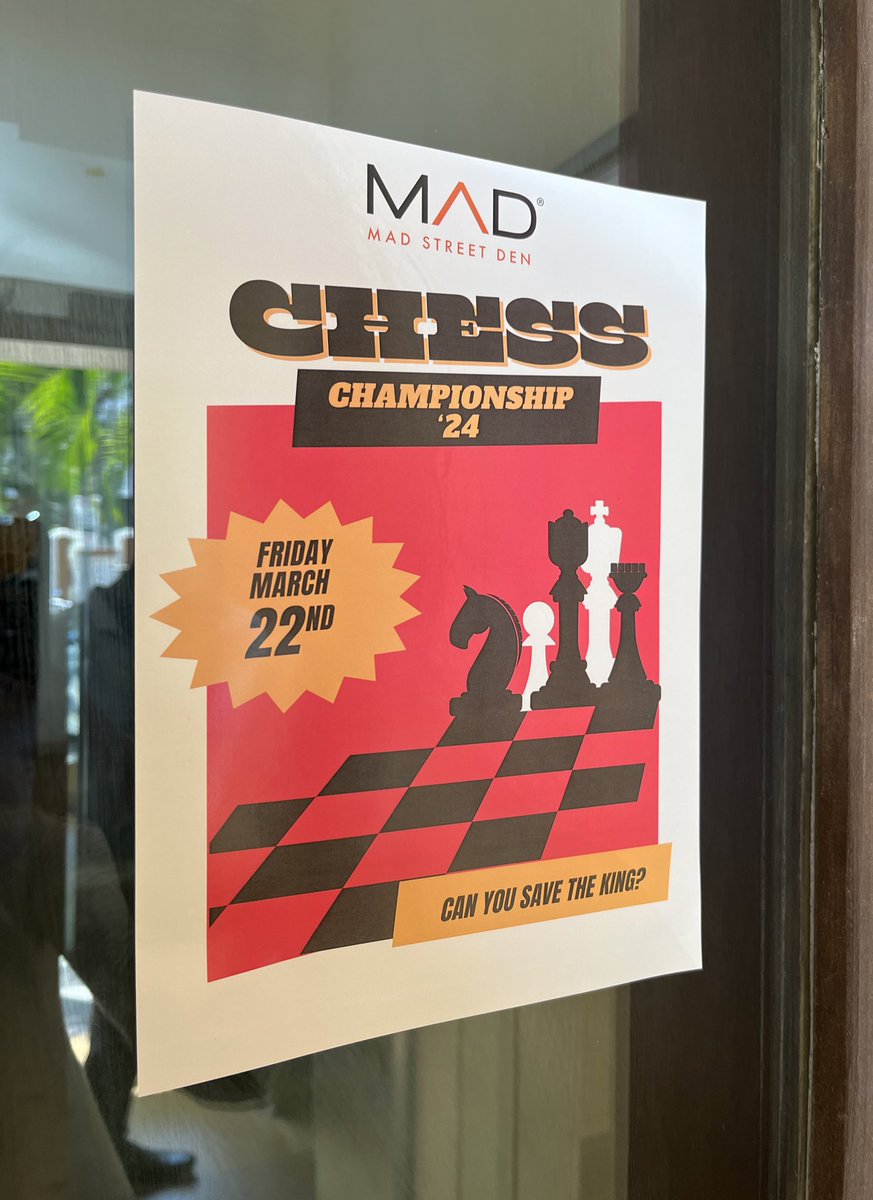 MadStreetDen's tweet photo. It’s time for a brand new tournament at the MSD HQ 🏆
Follow this space for updates from our first Chess Championship! ♟️

May the Ultimate Grandmaster win 😎 https://t.co/ZvKmC8DaHa