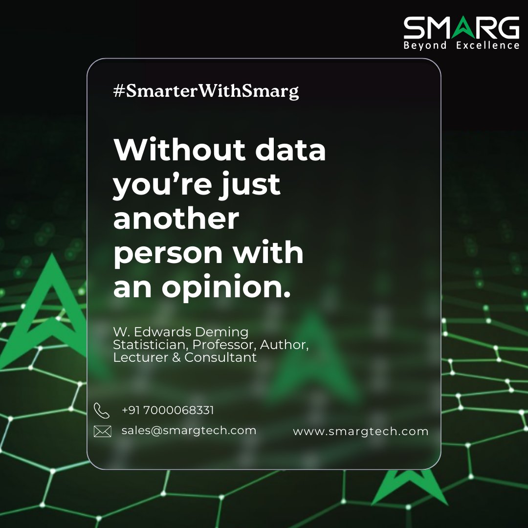 SmargTechnolog1's tweet image. Empowerment through data! 📊 Elevate beyond mere opinions and embrace the precision of insights. Let&apos;s decode the truth behind the noise and pave the way for informed decisions. #DataIsKey #SolutionDriven
Secure your demo now! contact us at: sales@smargtech.com, +917000068331