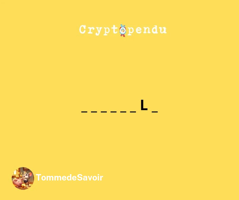 0xTomme's tweet photo. Sauve le #CryptoPendu du jour ! 🪢
Indice : #btc
💡 Poste une lettre ou la solution
➕ Follow @0xTomme
🔁 RT
Attention aux spoils en commentaires 😉 https://t.co/nhfMkX1Ged