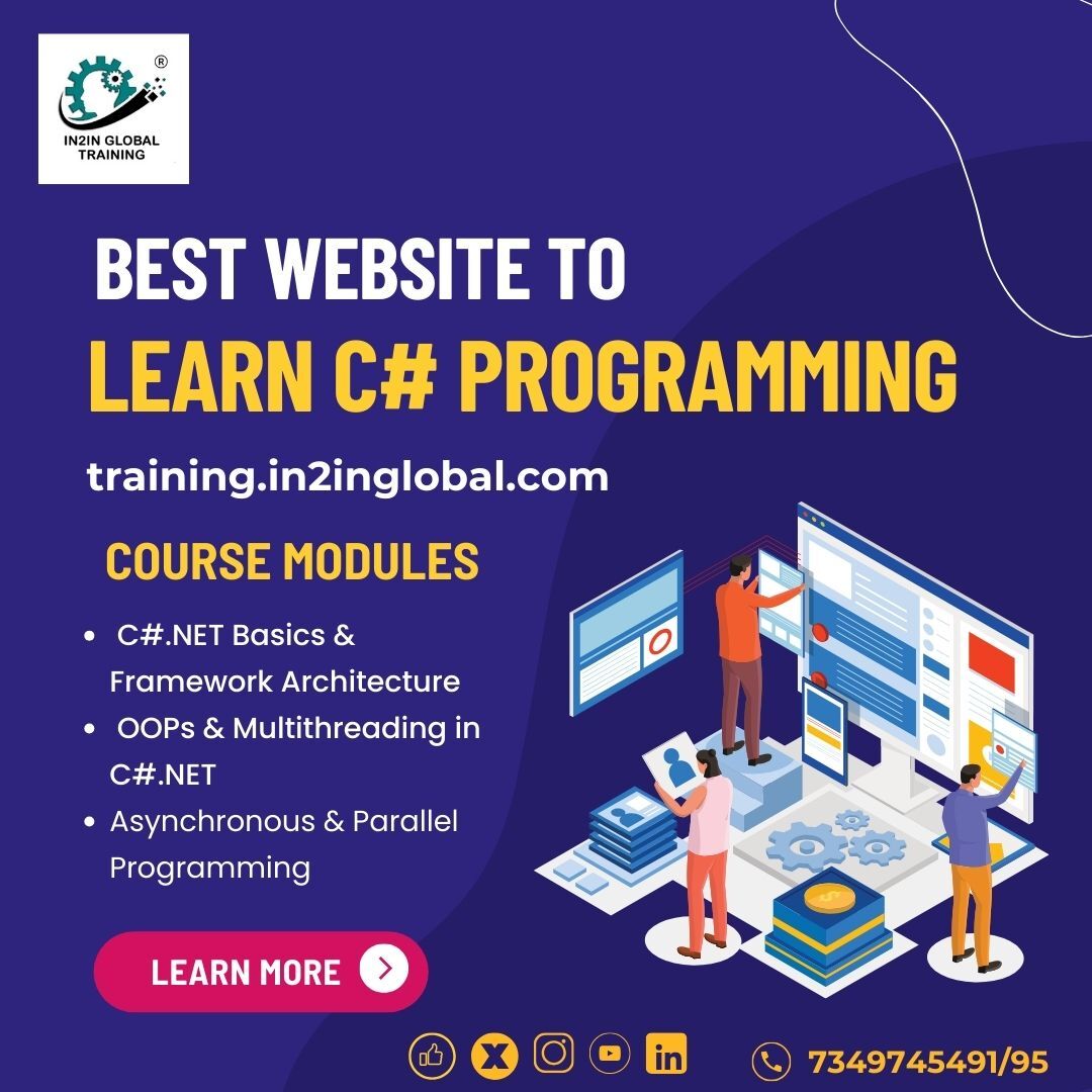 in2in_training's tweet image. 🎓 Are you ready to take your programming skills to the next level? Look no further! In2In Global Training has the best online courses for learning C# programming. #CSharpProgramming #OnlineLearning #programming #onlinclasses #onlinecourses #students #bestonlinetrainingcentre 💡