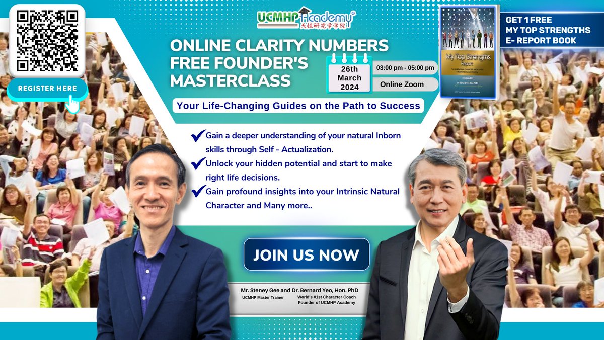 Let's spark a passion for growth and create a brighter tomorrow! 
This is your chance to unlock your innate strengths and unleash your potential! 😊👋

Register Now:  bit.ly/FreeMasterClas…

#freeseminar