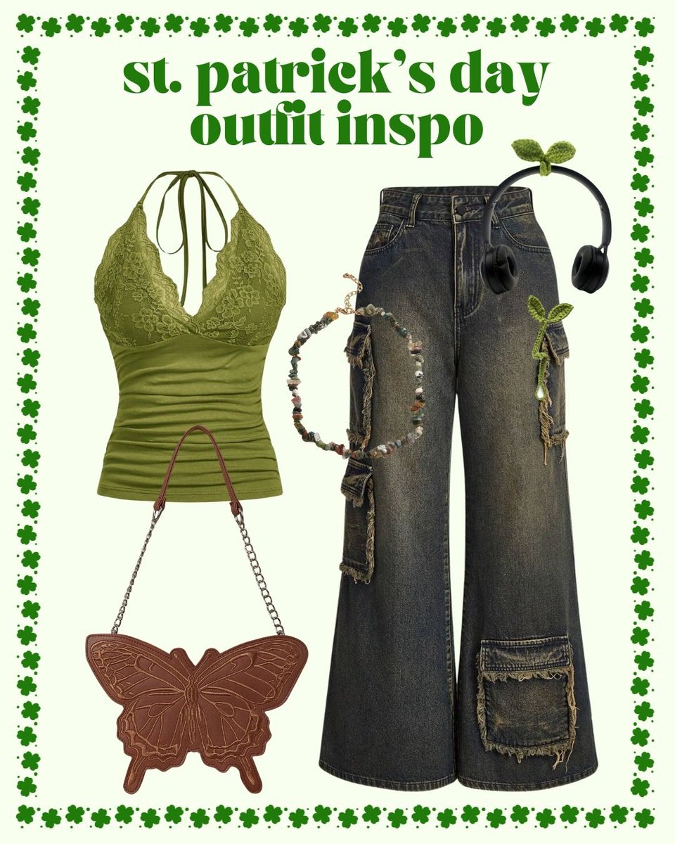 ROMWESHOP's tweet image. green vibes only today 💚 take your pick ☘️ pants, dress or skirt? #ROMWE #stpatricksday #springlook #outfitinspo #greenoutfit #altfashion