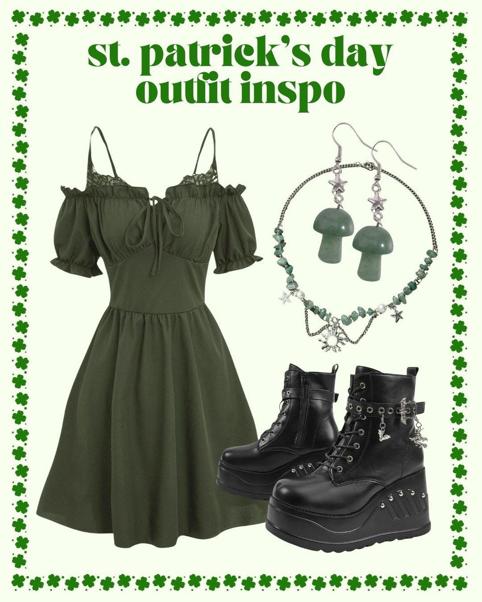 ROMWESHOP's tweet image. green vibes only today 💚 take your pick ☘️ pants, dress or skirt? #ROMWE #stpatricksday #springlook #outfitinspo #greenoutfit #altfashion