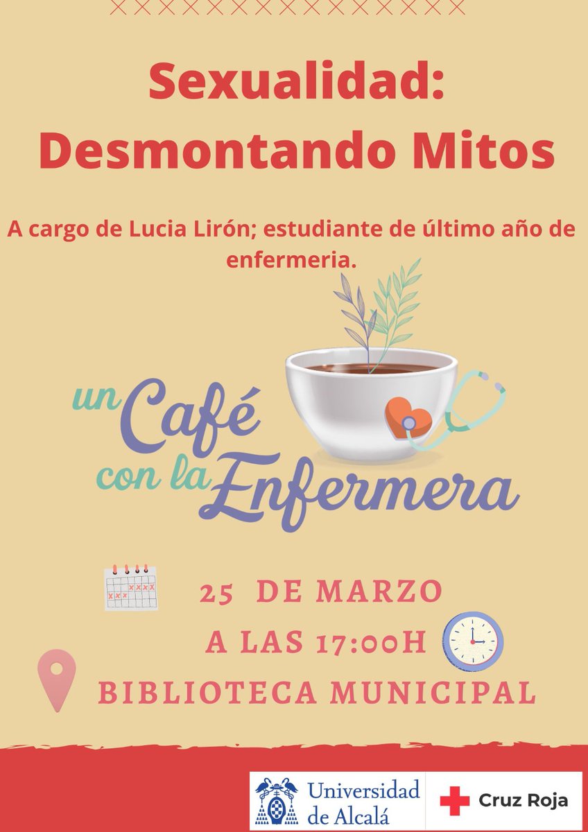 En la siguiente cita del #CaféconlaEnfermera nos hablarán sobre los mitos en la sexualidad. De la mano de Lucía, estudiante del último curso de enfermería. Si quieres saber más, nos vemos el próximo lunes, 25 de marzo en la Biblioteca. #checa #altotajo #españarural #españavaciada