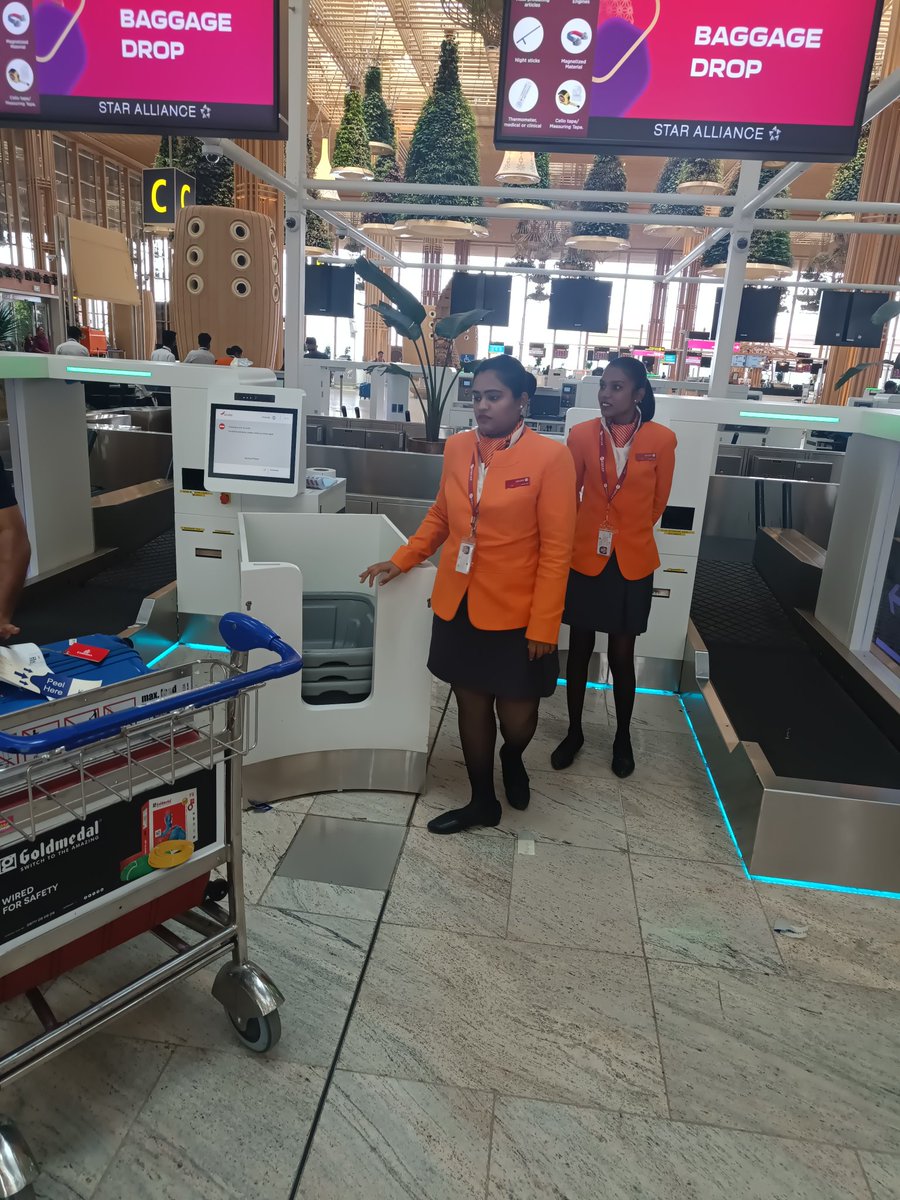 Why have a fancy self service bag drop if all that Air India staff do is send you to the counter after you do all the hard work if pasting tags? And this was in Terminal 2, most fancy of terminals in Bangalore!