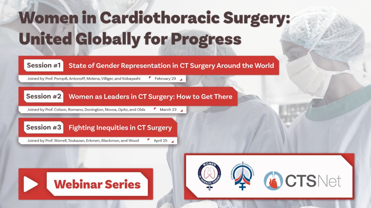 Join us for our Global Webinar Series on Women in Thoracic Surgery: 📅 Date: Saturday, 23rd March 2024 ⏰ Time: 8 AM CST (GMT-6) 🌐 Topic: Women as Leaders in CT Surgery: How to Get There 🔗 Register now: shorturl.at/ehos6 👉More info: shorturl.at/fnyP7