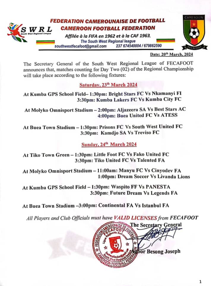 South West Regional League 🇨🇲 tweet media