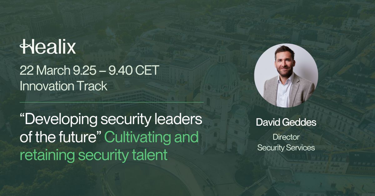 healix_HX's tweet image. Join David Geddes at ASIS Europe for an informative session, “Developing Security Leaders of the Future” today at 9.25, Innovation Track.

David will delve into the topic of cultivating and retaining security talent. We look forward to seeing you there!

#ASISEurope2024 #MyASIS