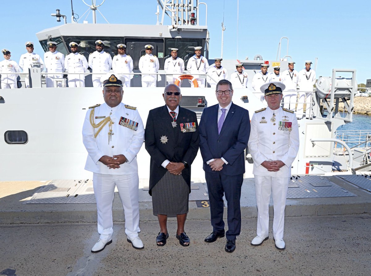 Congratulations to Fiji on recently taking delivery of your second Guardian-class Patrol Boat RFNS Puamau, at HMAS Stirling, Western Australia, as part of Australia’s Pacific Maritime Security Program. @FijiNavy #StrongerTogether