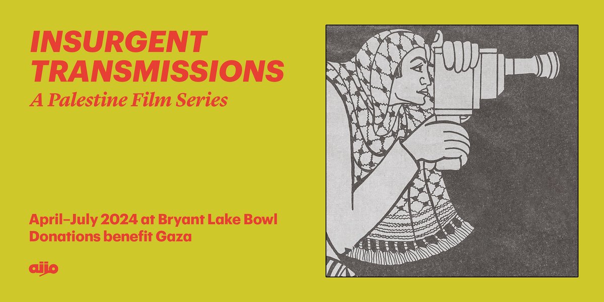 Mizna presents Insurgent Transmissions: A Palestine Film Series <a href="/BryantLakeBowl/">Bryant LakeBowl</a> 

April: Wajib by <a href="/AnnemarieJacir/">Annemarie Jacir</a> 
May: Infiltrators by <a href="/khaledjarrarart/">khaled jarrar</a>
June: Foragers by Jumana Manna
July: More info coming soon!

Tickets: bit.ly/insurgent-tran…