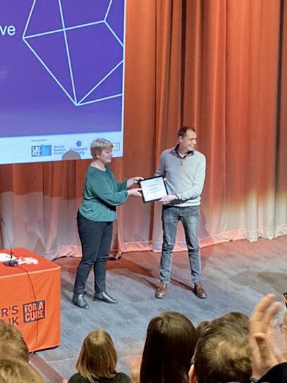 DrRyanJBevan's tweet photo. It was an honour to present my work on PLCG2 and microglia at #ARUKConf2024 in Liverpool &amp; receive the De Laszlo Foundation Prize for my work in dementia research as an Early Career Researcher. It was great catching up with other Alzheimer’s and dementia researchers. https://t.co/LDDCIh9M3e