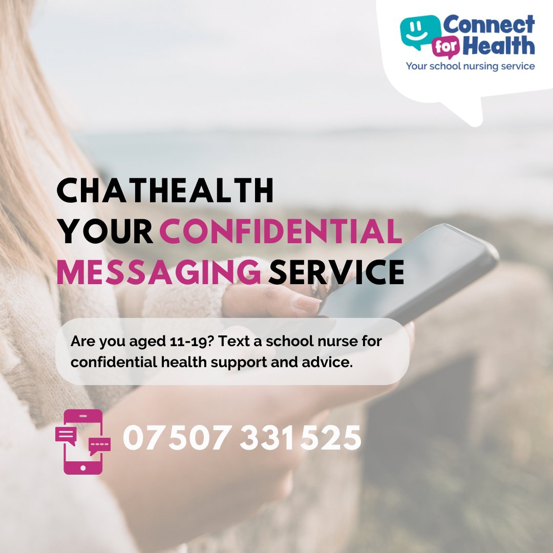 Discover ChatHealth - your confidential messaging service 🗣️

If you're aged 11-19 years in Warwickshire, you can text a school nurse for health support and advice. 

#connectforhealth #C4H #ChatHealth #schoolnursingservice #healthsupport #healthadvice