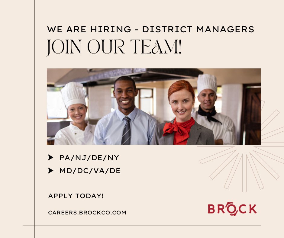 🌟We are looking for dynamic individuals to join our team as #DistrictManagers in #BaltimoreMD & #PhiladelphiaPA! If you're ready to take the next step in your career & join a company committed to excellence, apply now at ecs.page.link/etcZH #FoodService #CareerOpportunity