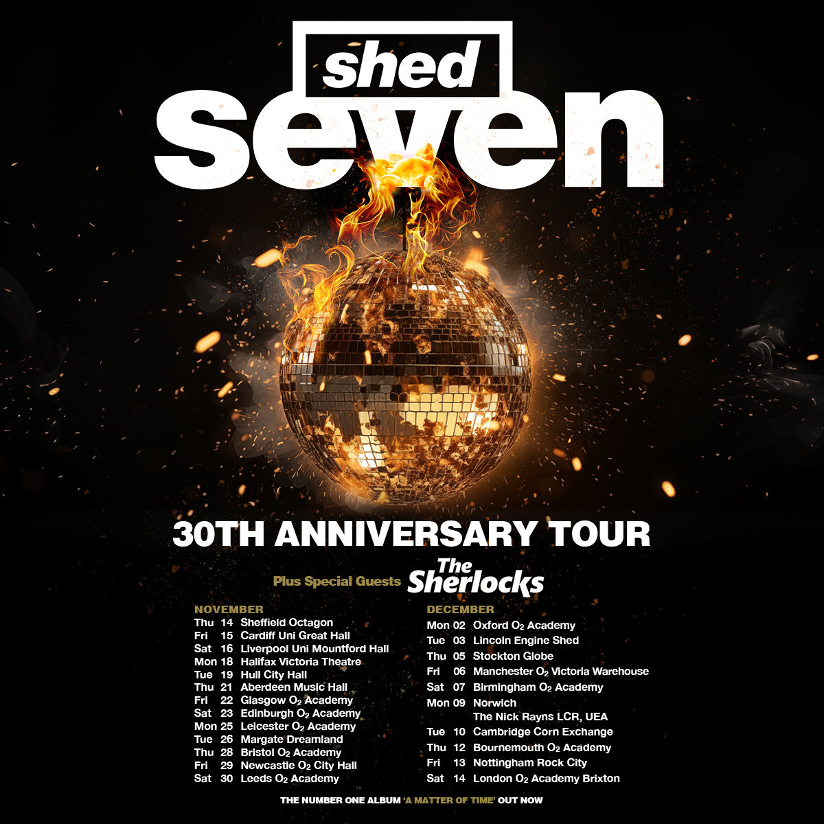 Tickets for our 30th-anniversary tour go on sale at 10 am today: gigst.rs/SS24 Come and celebrate 30 years of Shed Seven with us as we revisit some of the cities and towns that have played a huge part in shaping our journey over these past three decades.🪩🔥