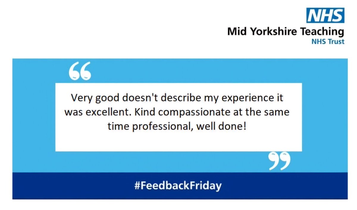 This week on #FeedbackFriday @MidYorkshireNHS our Gate 12 team @AauPgh have received this fantastic feedback from one of our patients who was admitted in February. Thank you to the whole MDT involved in this patients care! #NHS #MYTeam #PatientFeedback #AcuteCare #MidYorks