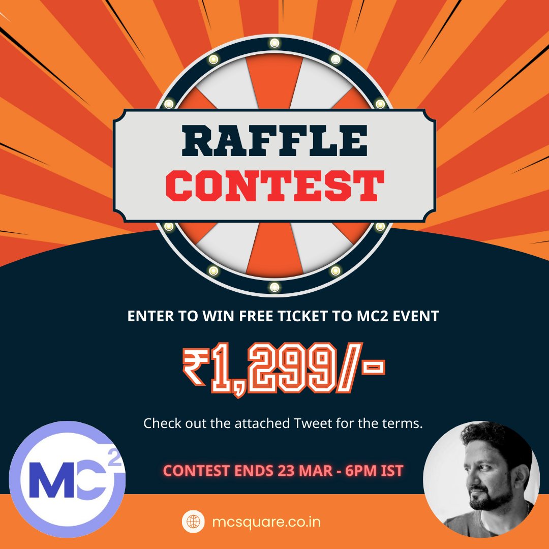 🎉 Win a FREE Ticket worth ₹1,299/- to MC²! 🚀 🤔 But how? 1️⃣ Follow ➡️ @concretios, @abhinavguptas , @mc2_event 2️⃣ RT 🔄 this tweet. 3️⃣ Comment 💬 your answer to this Q - 'Why are you excited to attend MC2?' ⌛️ Contest ends 23 Mar - 6 PM IST ✨