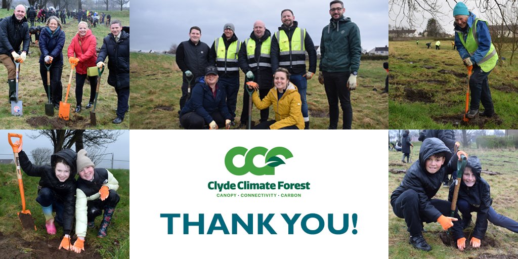 Thanks to all our incredible volunteers, school kids, councillors and corporate helpers yesterday who planted over 600 trees in Clydebank on a wet and windy day with @WDCouncil and @GreenActionT clydeclimateforest.co.uk/news/clyde-cli…