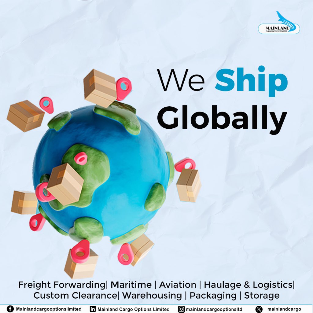 Let’s make global delivery effortless! 🌟

Get a Quote Today 

📞 Call us now on 09099209056, +234 803 244 7275
💻Send us an email at: Info@mainlandcargooptions.com

#globallogistics #efficientshipping #reliablelogistics #globalconnections #internationalshipping #seamlessdelivery