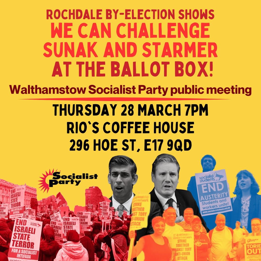 #Walthamstow

Anyone who wants to talk about how we build a challenge to Labour AND Tories please join us at this public meeting next Thursday eve at Rio's on Hoe Street.