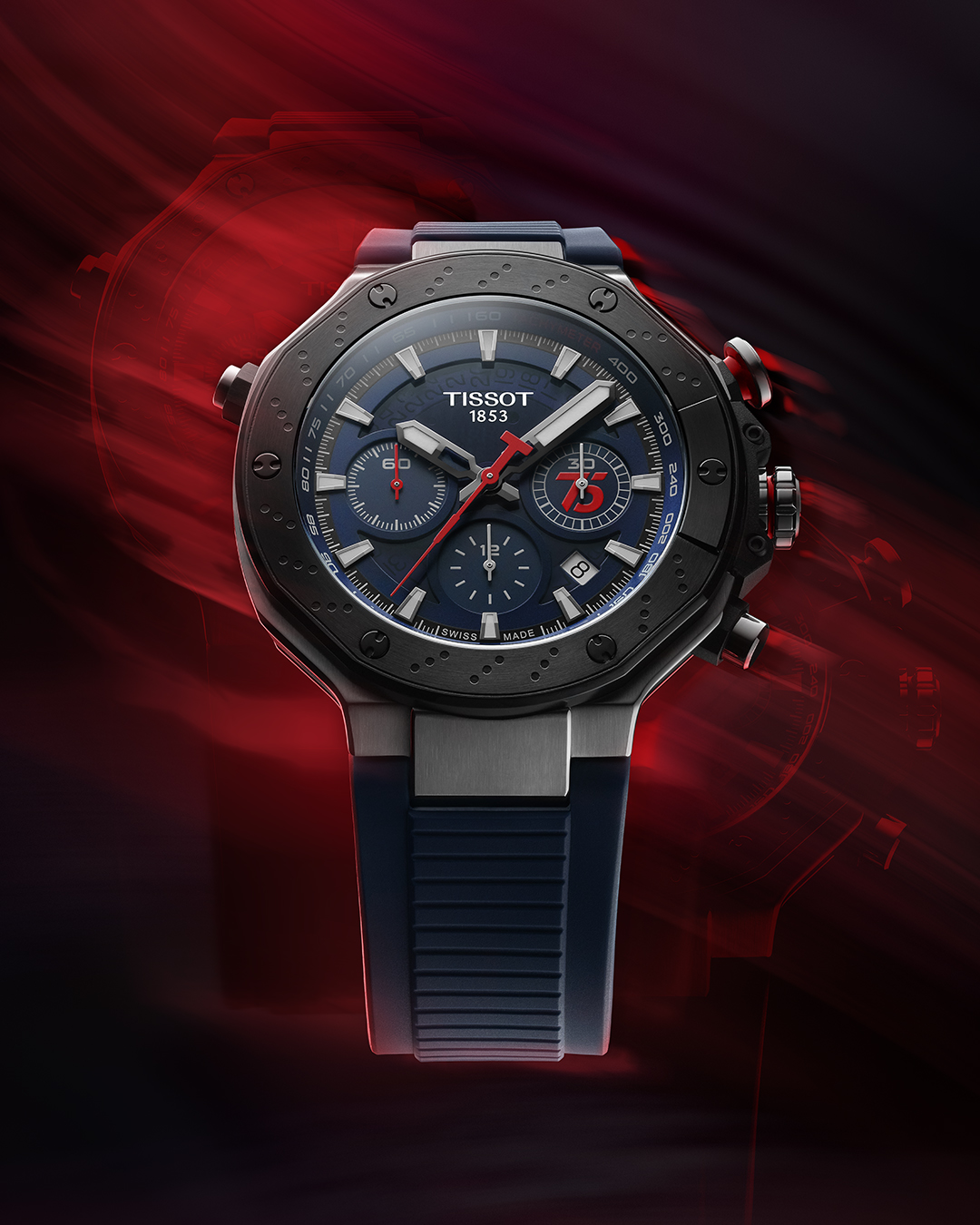 TISSOT on X As the Official Timekeeper of MotoGP for a quarter of a century we are proud to introduce the Tissot T Race MotoGP Chronograph Valjoux 75th Anniversary 2024 celebrates the 75th