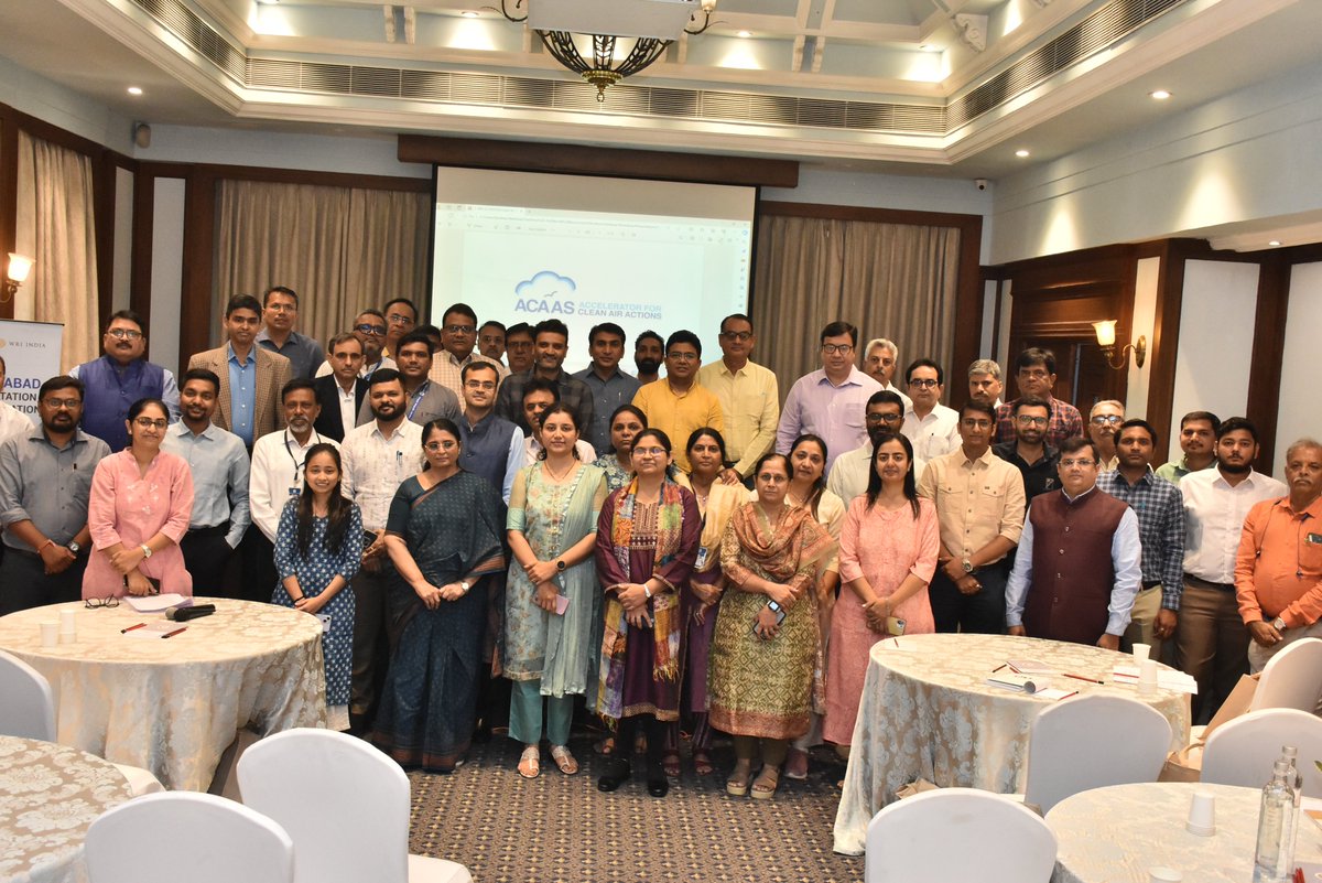 .@WRIInda in collaboration with Ahmedabad Municipal Corporation (AMC) had organized a stakeholder consultation for #CleanAirForAll strategies in Ahmedabad. Over 50 participants attended the workshop & deliberated on #airpollution mitigation strategies. 1/4 #AirWeShare