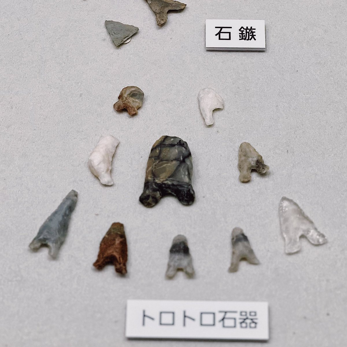 比叡山麓の縄文世界展、トロトロ石器（トロトロと角が磨かれ誰も傷つけ