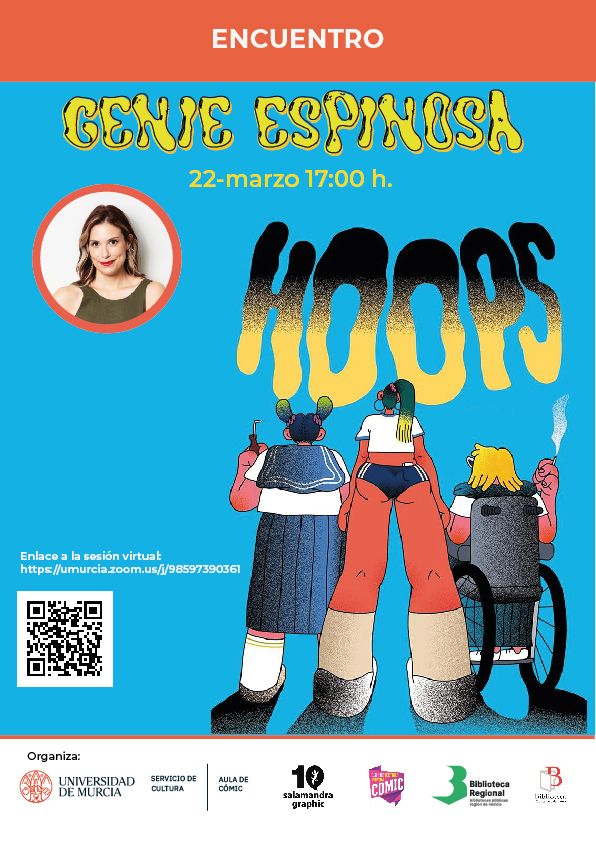 👉🏻esta tarde estaremos con @geniespinosa hablando de su obra #Hoops en el Club de Lectura de Comic de la <a href="/fcdmurcia/">UMU Comunicación y Documentación</a> ¡No te lo pierdas! 
🔗 umurcia.zoom.us/j/98597390361