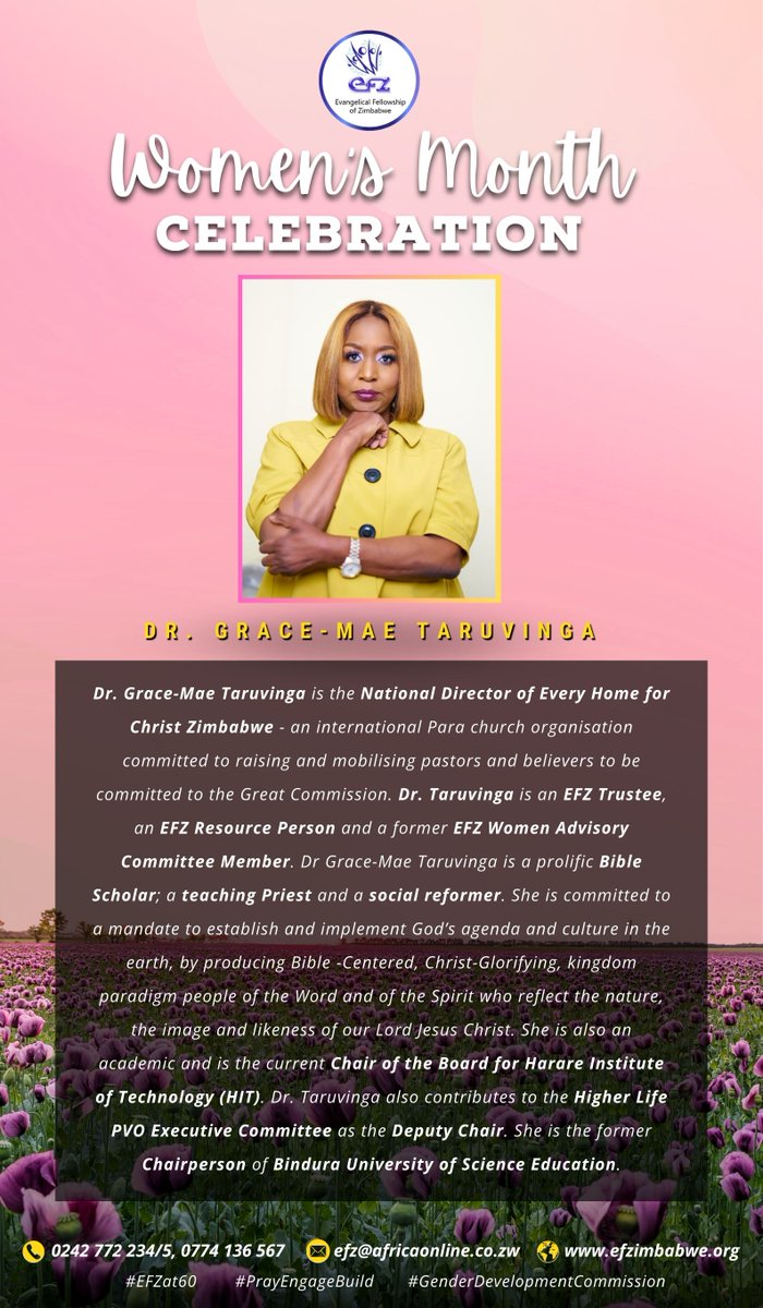 As we celebrate Women's Month..... today we spotlight Dr. Grace-Mae Taruvinga....