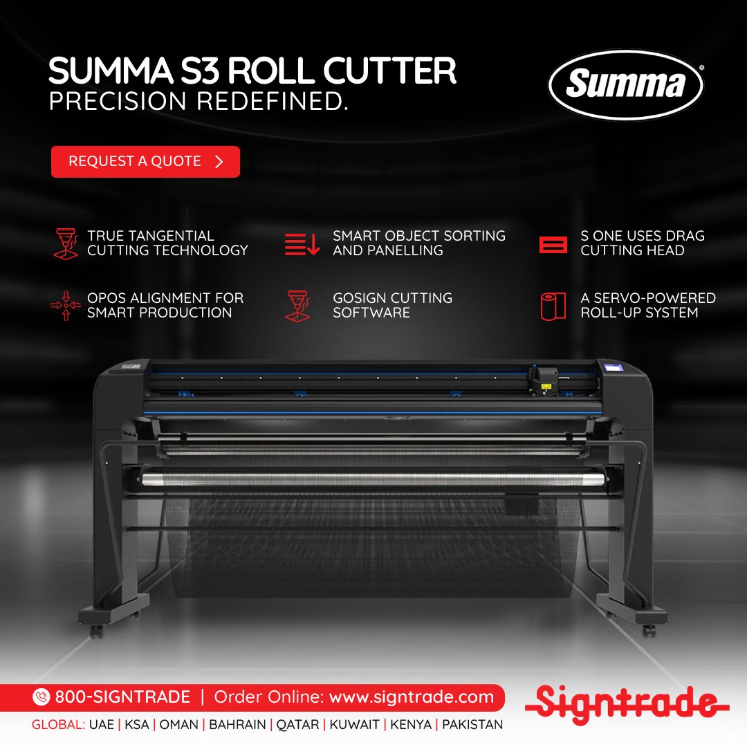 signtrade_ae's tweet photo. Experience the pinnacle of cutting-edge technology with the Summa Class 3 series! Tailored for professionals who demand superior performance, precision, and flexibility. With features like True Tangential Cutting and Smart Object Sorting, unparalleled excellence in every aspect. https://t.co/JhBfDDX43G