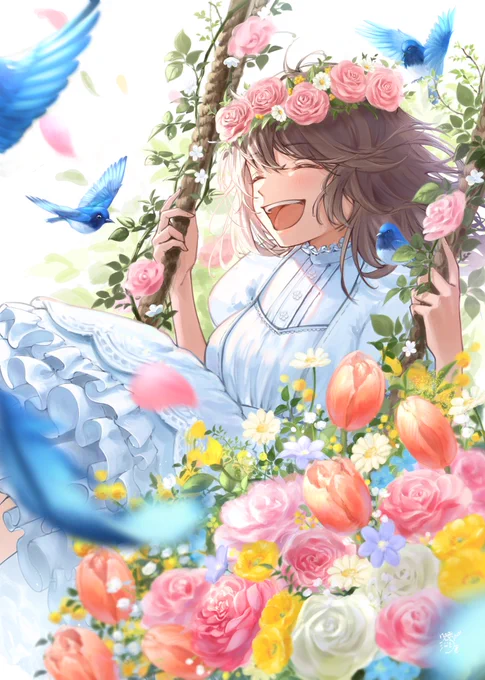 #知名度を上げたいので拡散してください花と女の子を描くのが好きです拡散して頂けたら嬉しいです 
