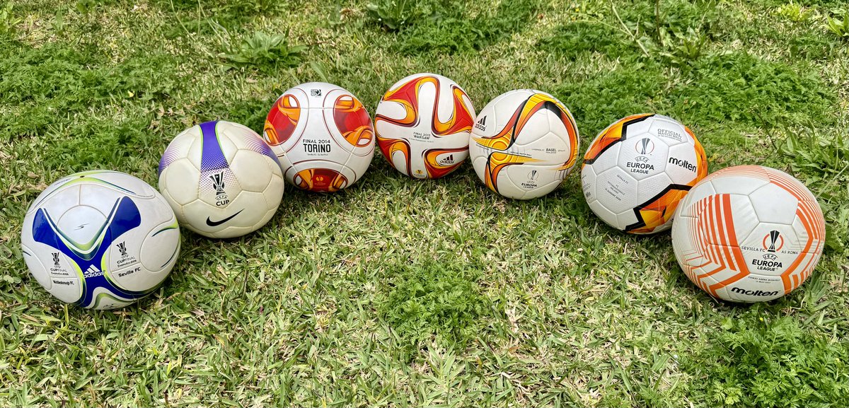 Aquí os mostramos los balones de todas las finales de UEFA y Europa League del <a href="/SevillaFC/">Sevilla Fútbol Club</a>

Todos, menos el de Glasgow, con la leyenda del partido, tal y como se usaron en el campo. 

Dos de ellos pueden contemplarse igualmente en el museo del club.

Patrimonio Sevillista.