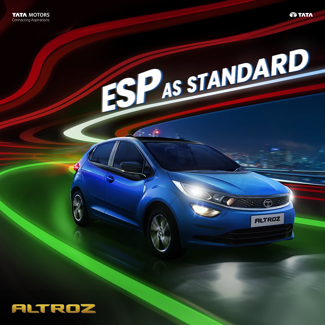 TATA_CARS's tweet photo. Raise the bar of safety with ALTROZ – now with ESP as standard.​  ​ 
  
Visit link https://t.co/MN0o0zq3D1 to book now.    

#ALTROZ  #TheGoldStandard #PremiumHatchbacks #TataMotorsPassengerVehicles #ESP #ESPasStandard https://t.co/SUREnKCcJ8