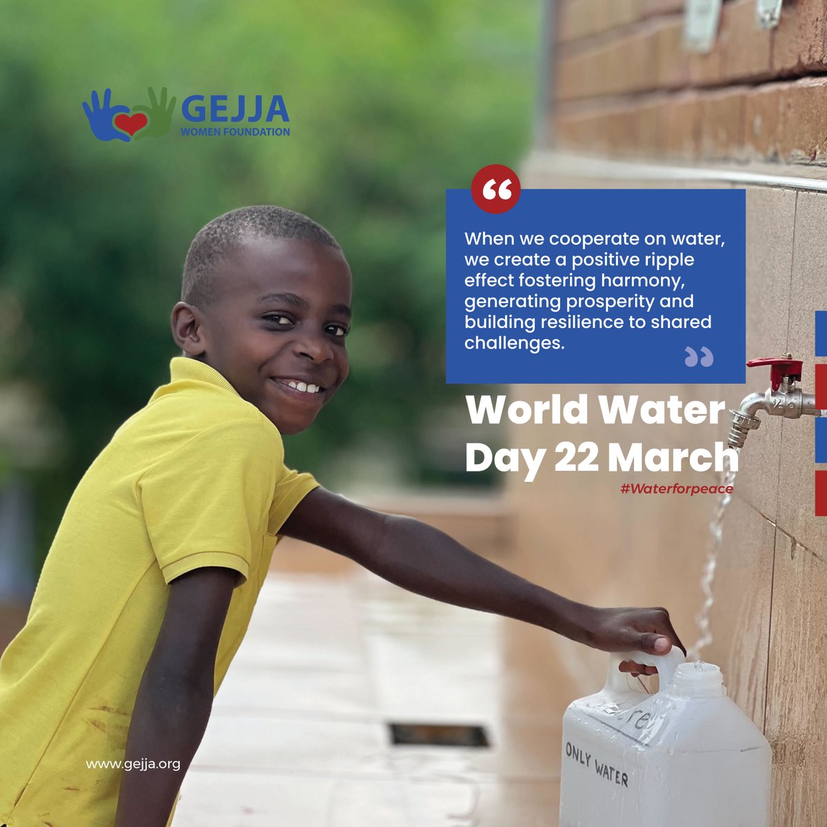Harmony flows where water meets peace. 
Celebrating World Water Day 2024 with our commitment to providing clean drinking water through the Paula Plant, fostering peace and well-being in our nearby villages. 💧 #WaterForPeace #WorldWaterDay2024 #GejjaCares