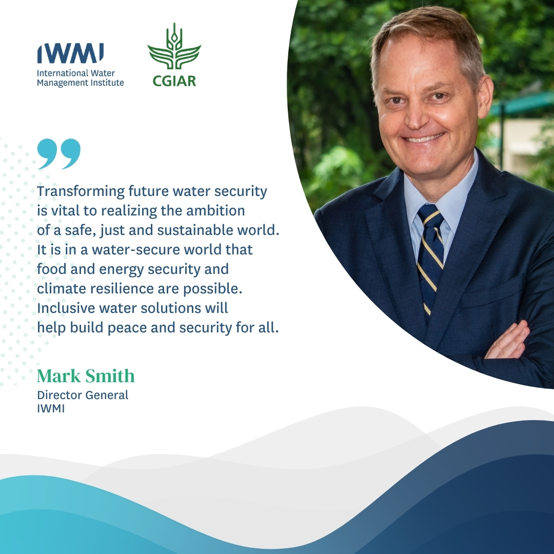 On World Water Day, IWMI DG @DMSmifffy, reiterates the crucial role of inclusive water solutions for a safe, just, and sustainable future. #WorldWaterDay2024 #Water4Peace #OneCGIAR
