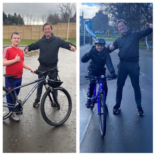 A shout out to the wonderful Neil Bilsland of @bilslandcycles for going above and beyond for CFC! 🎉🙌 Neil and his team in Glasgow regularly help us to deliver CFC bikes in Scotland but this month Neil also donated the bike and helmet for Callum (left) as well as giving Aaron