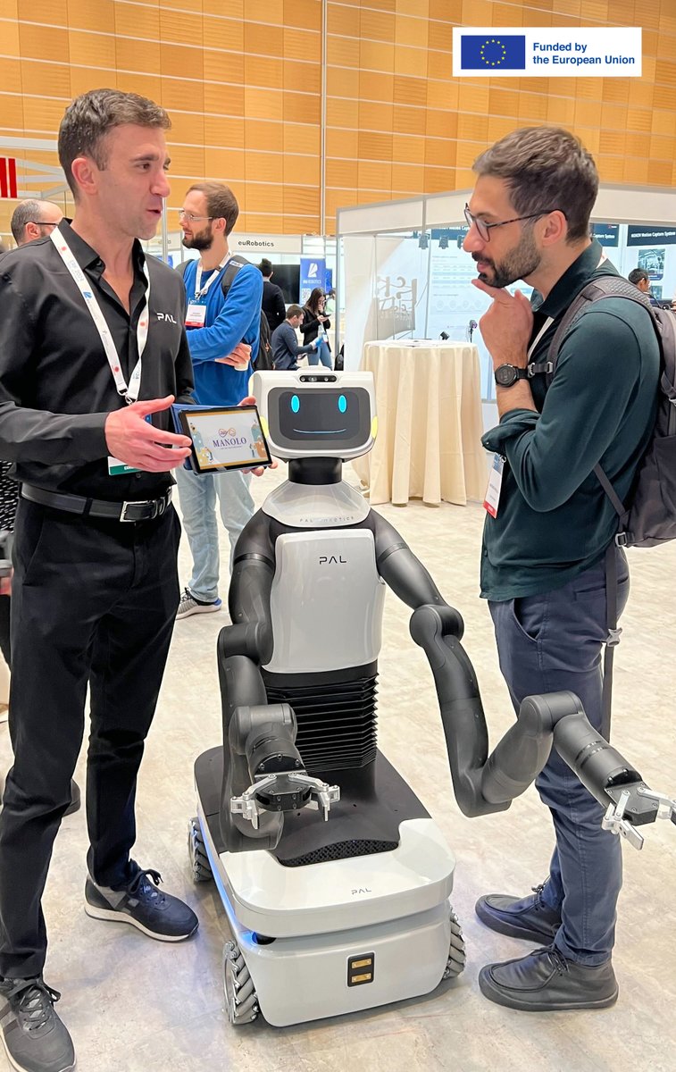 At our booth, we had the opportunity to introduce #ERF2024 visitors to the @MANOLO_Project. This project focuses on enhancing AI systems' efficiency in diverse environments by developing trustworthy algorithms and tools. Learn more: pal-robotics.com/collaborative-…