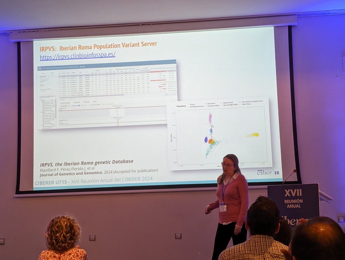 @RCarmoMu (@ClinicalBioinfo, @FProgresoysalud) introduces IRPVS, the repository of genetic variation of Spanish roma population, at the Annual @CIBERER meeting @ibis_sevilla @INB_Official @FEDER_ONG @NoInvisibles @RarasReales @eerr_es @singulaREs_eer @AEGHgenetica