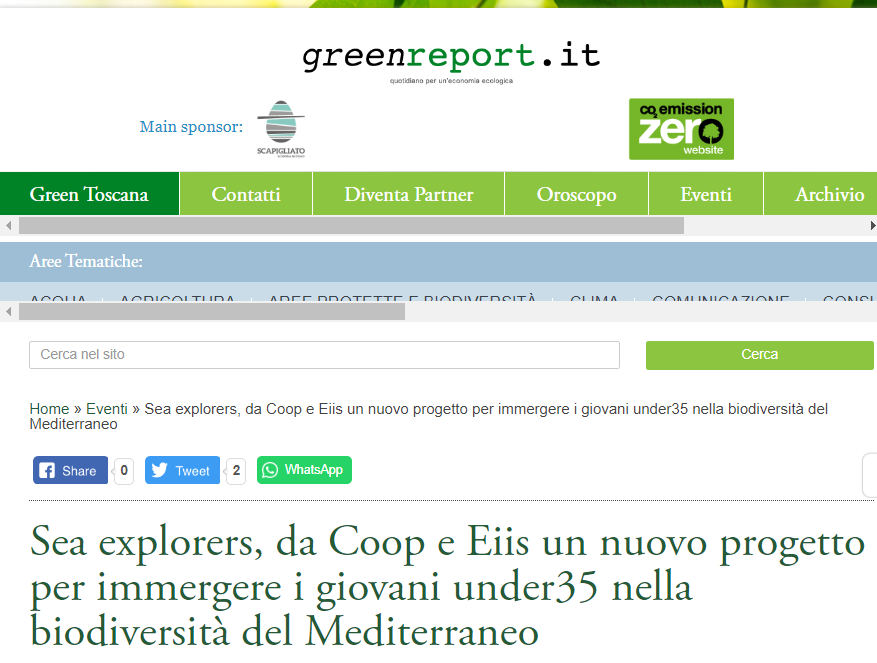 Sea explorers, da @Coopitalia  e @eiis_eu un nuovo progetto per immergere i giovani under35 nella biodiversità del Mediterraneo - @Greenreport_it : economia ecologica e sviluppo sostenibile greenreport.it/eventi/sea-exp…