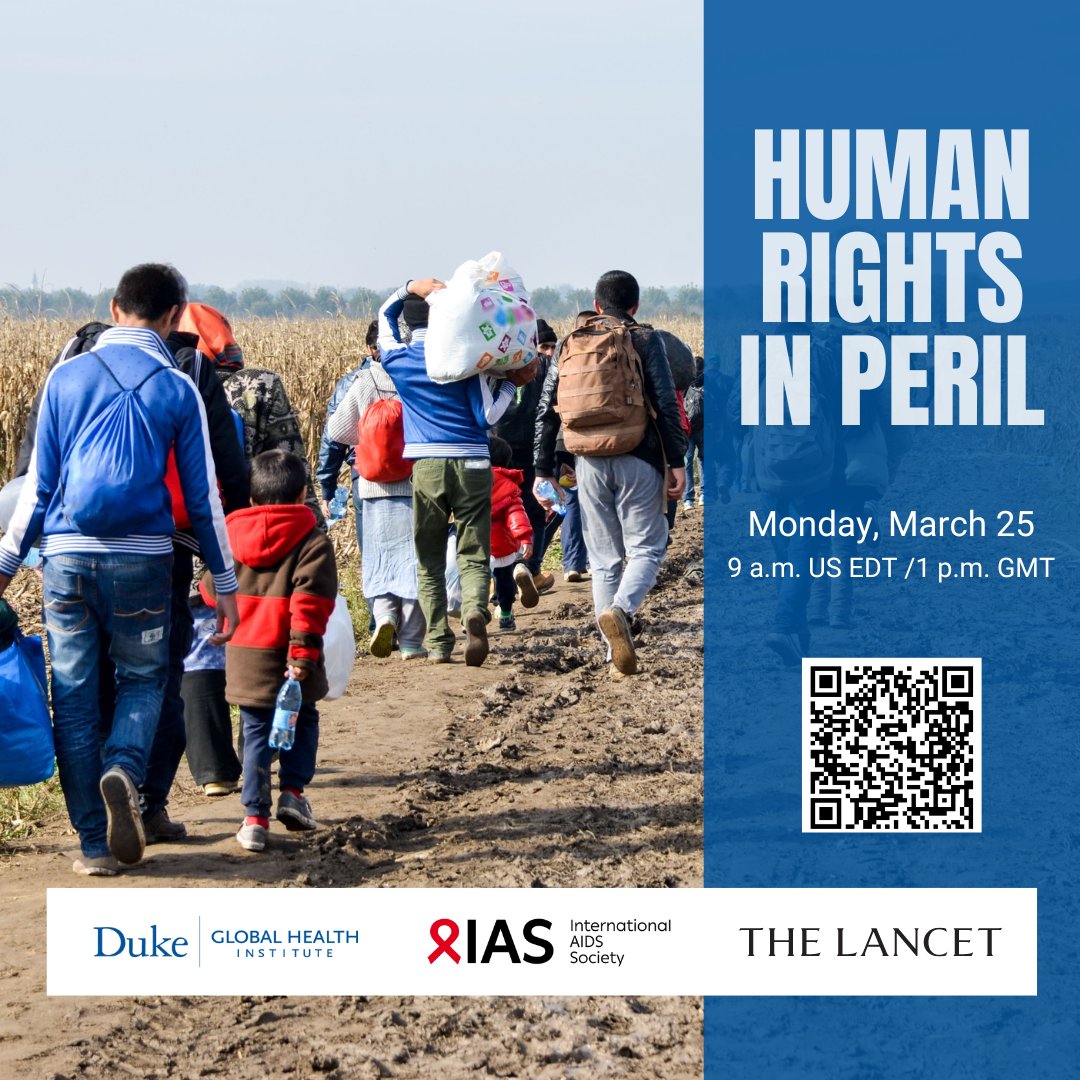 Looking for key highlights & expert insights on the newly released report by the IAS–Lancet Commission on Health & Human Rights? ✅ Join @DukeGHI, @TheLancet, the IAS & leading experts for a free online panel discussion on Monday, 25 March at 14:00 CET! duke.zoom.us/webinar/regist…