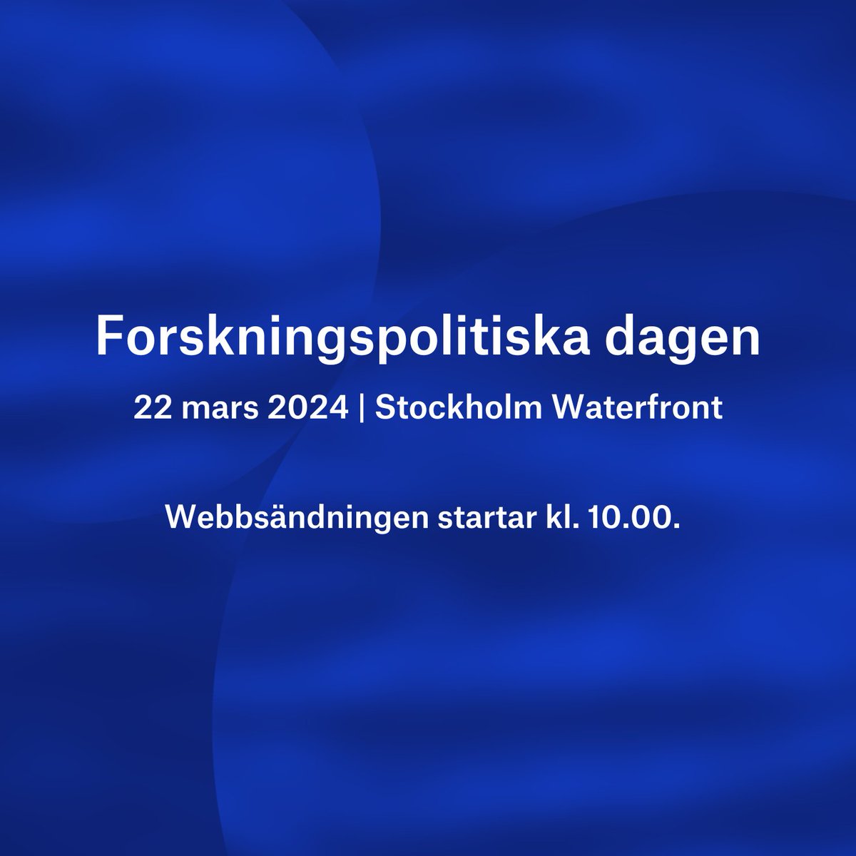 Nu startar snart Forskningspolitiska dagen, med över 400 personer på plats på Stockholm Waterfront! Följ webbsändningen på Youtube, med start kl. 10.00: youtube.com/live/CvpoNWm9r… #Fopol2024