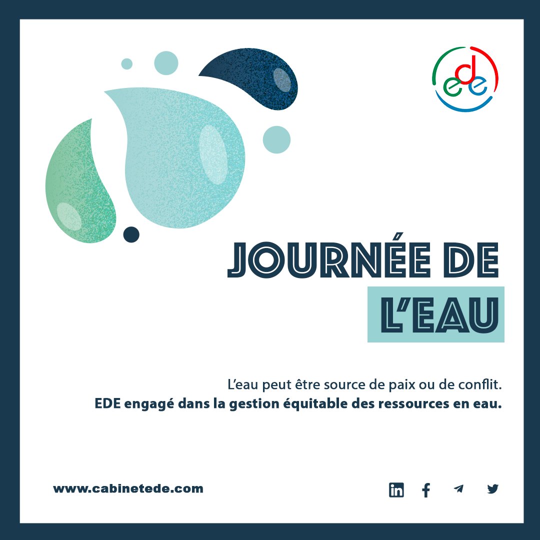 CabinetEDE's tweet photo. En cette Journée mondiale de l'eau, EDE se positionne fièrement aux côtés de l'ONU pour célébrer le thème de cette année, 'L'eau au service de la paix'.

Ensemble, construisons un avenir où l'eau soit un vecteur d'harmonie et de développement durable pour tous. 💧🌍 https://t.co/0cB6GqyCWz