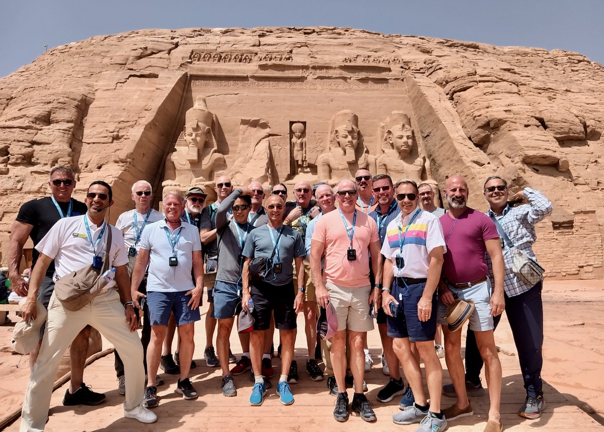 With a private Egyptologist leading the way, our recent Egypt Nile River cruise group discovered the Great Pyramid at Giza, The Sphinx, and other ancient temples dedicated to gods and pharaohs. What an amazing trip! Join our next one here: outadventures.com/gay-tours/egyp… 🇪🇬